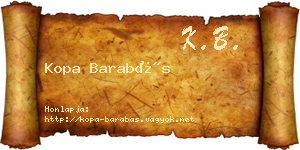 Kopa Barabás névjegykártya